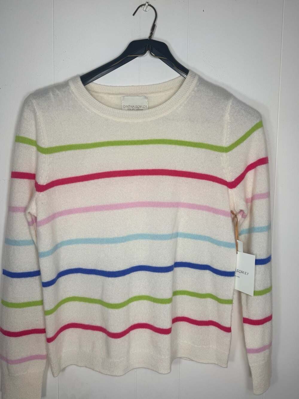 Cynthia Rowley 100% 2-Ply Cashmere Striped Sweater